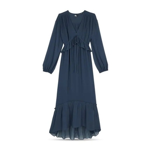 The Kooples NEW Long Sleeve 100% Silk Dress Navy Size FR 2/US Med MSRP $715 - Picture 1 of 12
